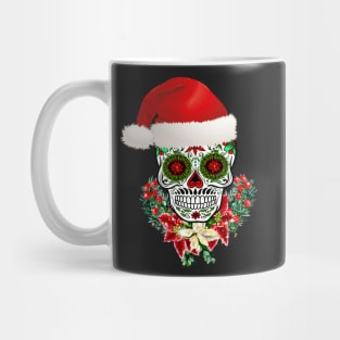 Christmas Day Of The Dead Sugar Skull Santa Hat Mug